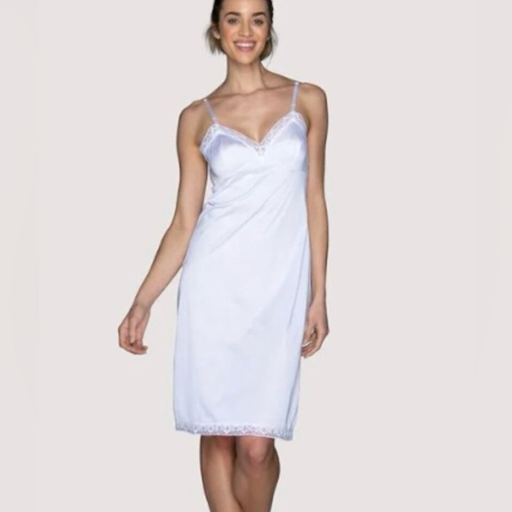 Medium 36" Bust Full Slip Knee Length VANITY FAIR Everyday Layers White Lace NEW